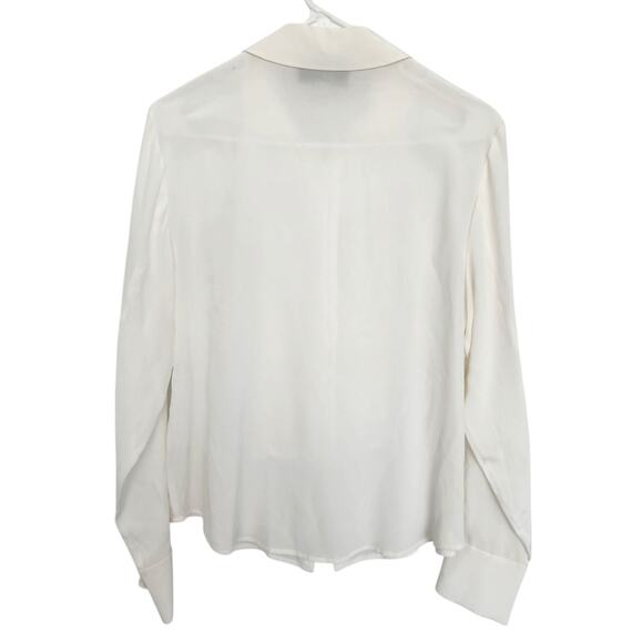 ALEXIS Silk Off White Blouse L Military Retro Inspired Quiet Luxury Office Party - Picture 2 of 8